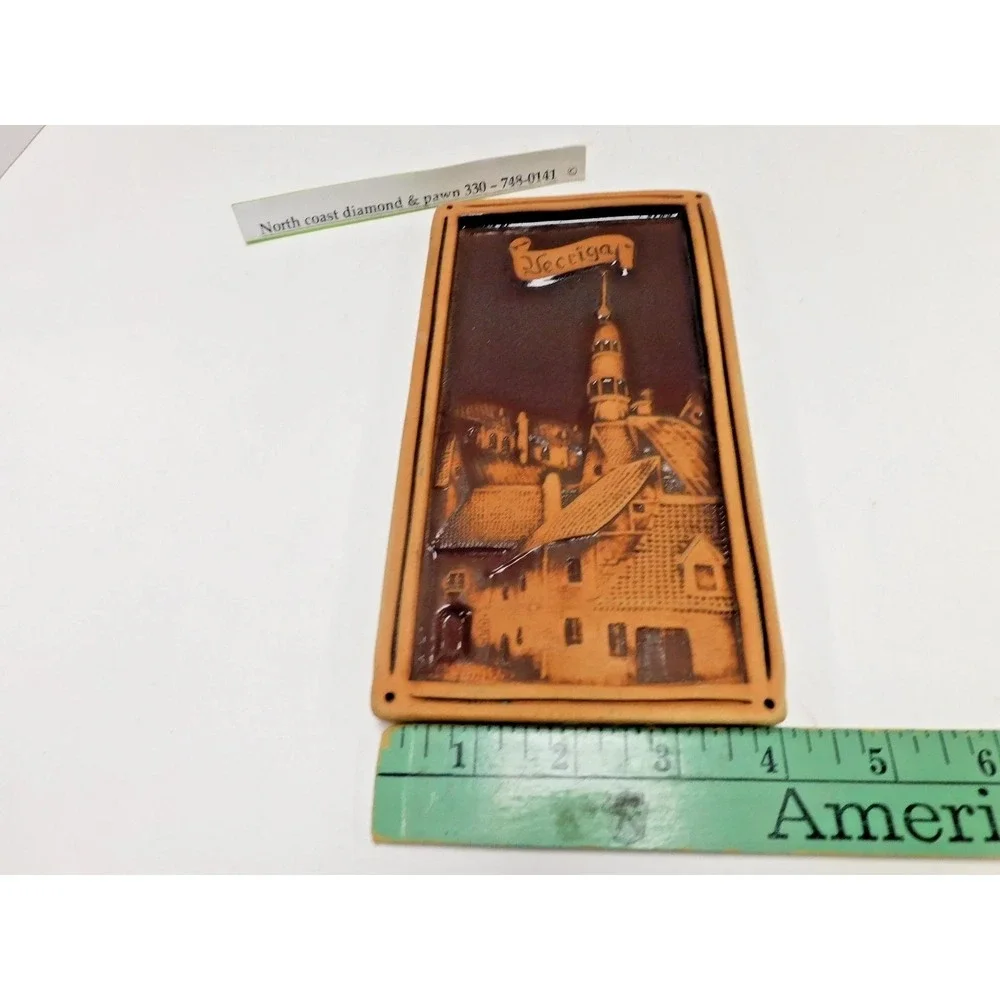Vecriga Riga Latvia Ceramic Wall Plaque Old Town Cityscape Relief Tile Art DH27